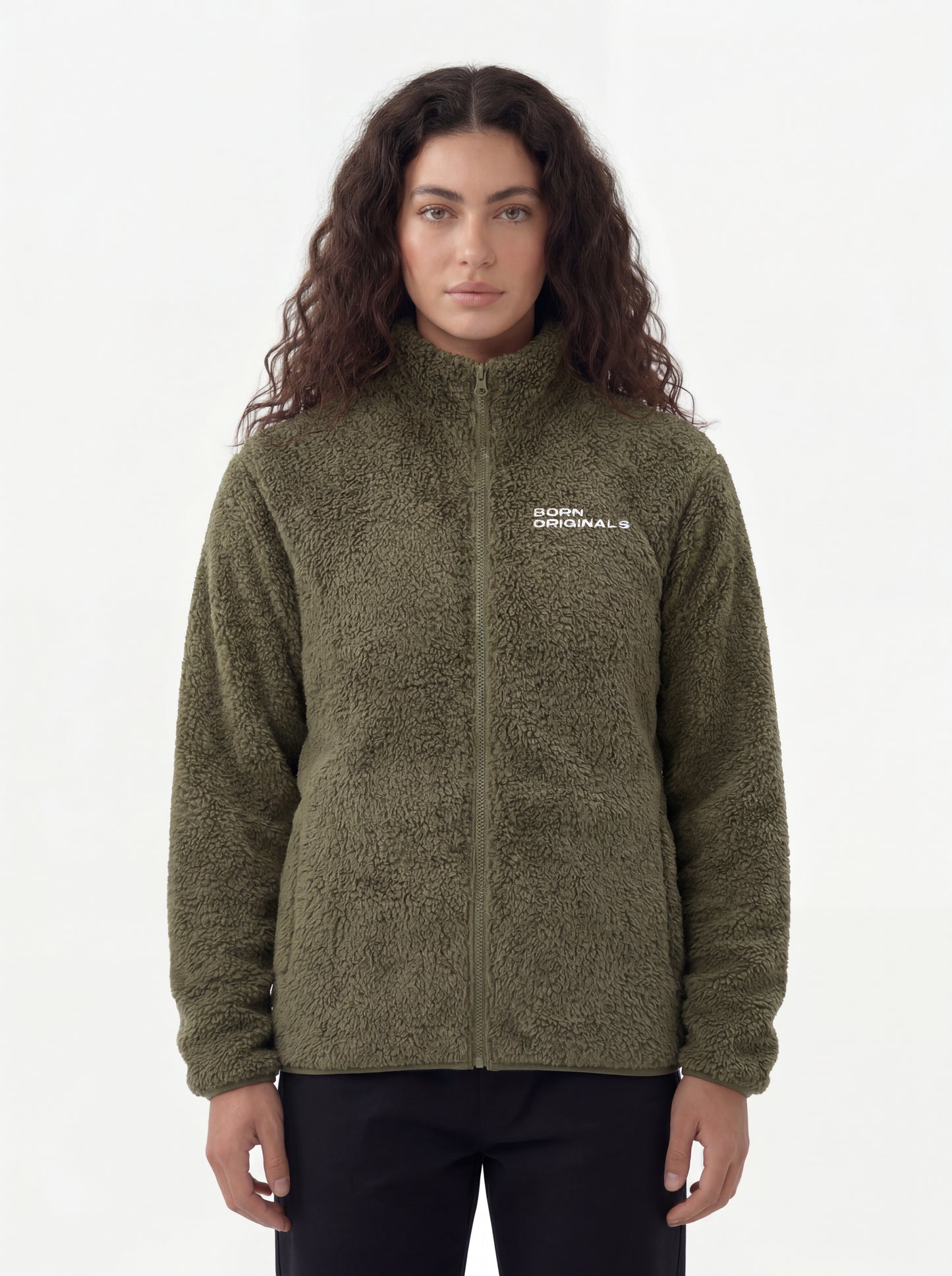 Unisex Fluffy Fleece Jacket Khaki