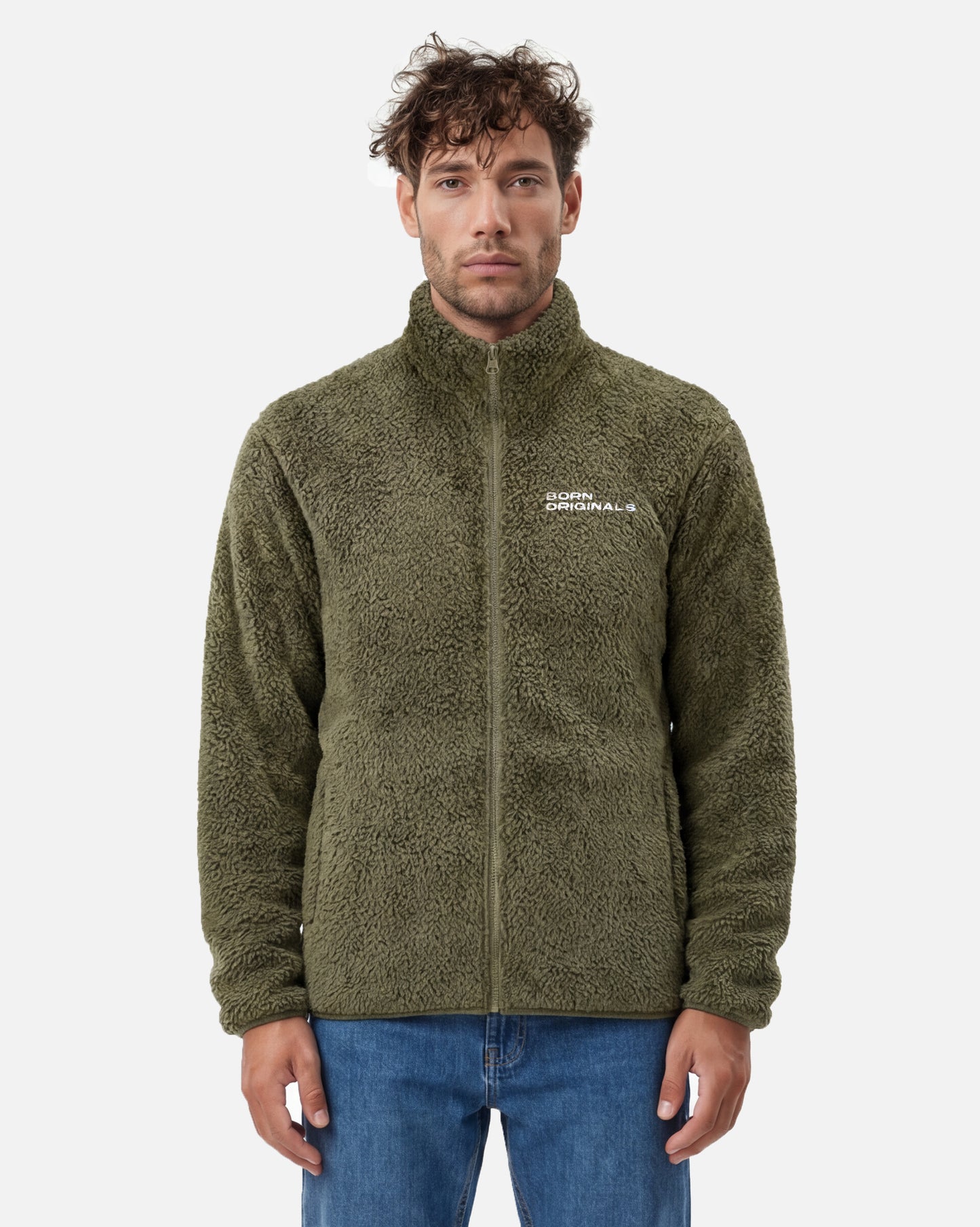 Unisex Fluffy Fleece Jacket Khaki