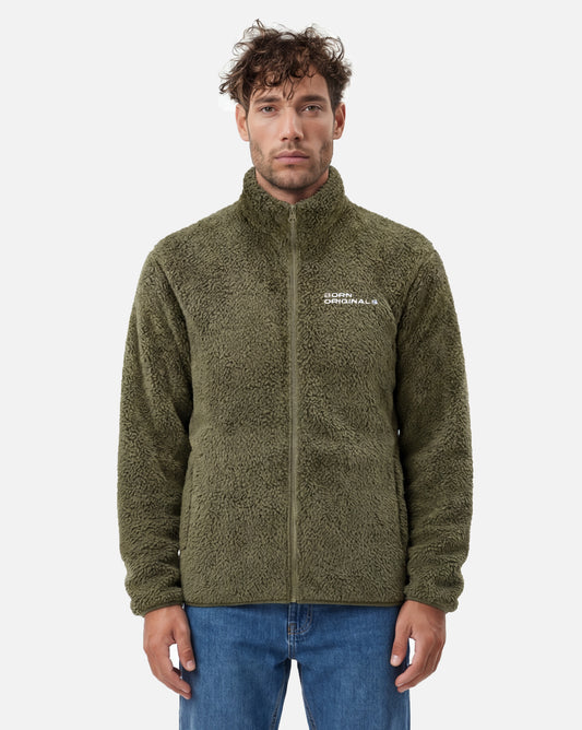 Unisex Fluffy Fleece Jacket Khaki