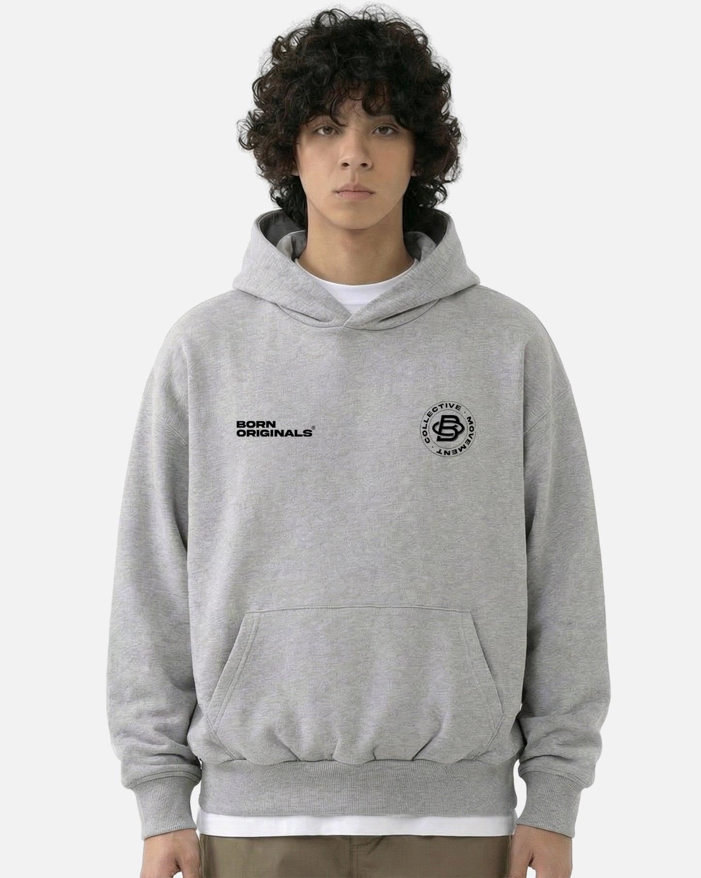 Unisex Oversized Hoodie Grey "Modern Monogram"