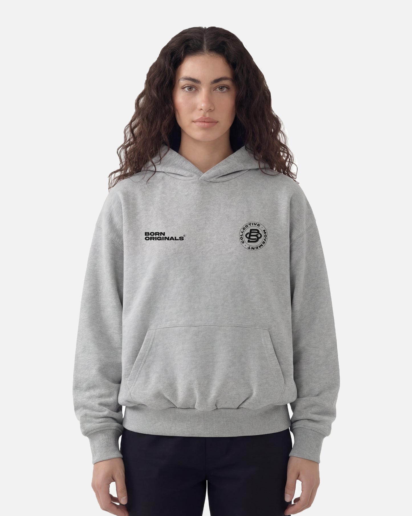 Unisex Oversized Hoodie Grey "Modern Monogram"