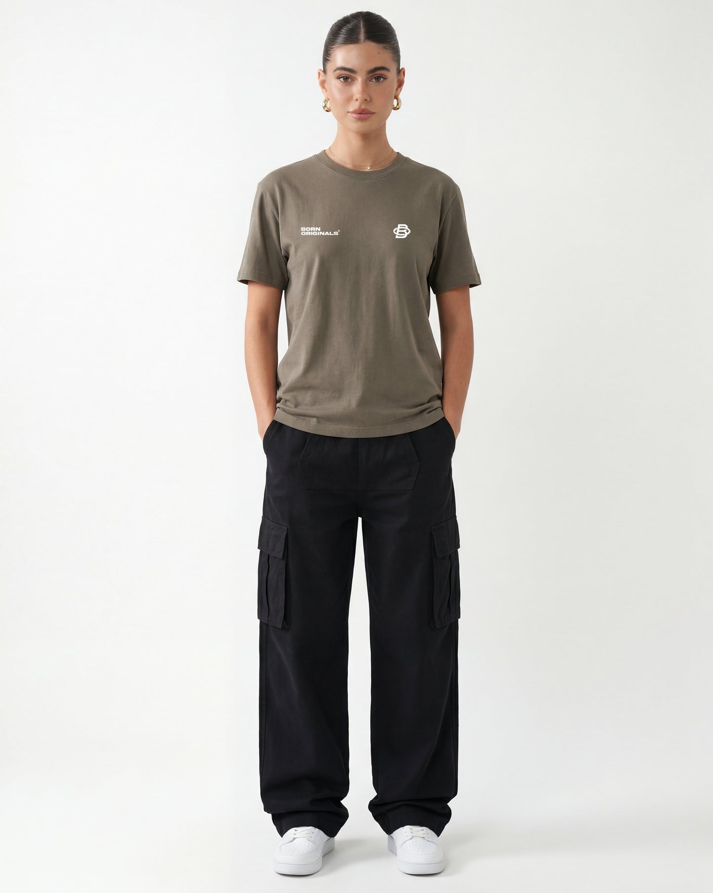 Unisex Regular Fit T-Shirt Khaki "Modern Monogram"