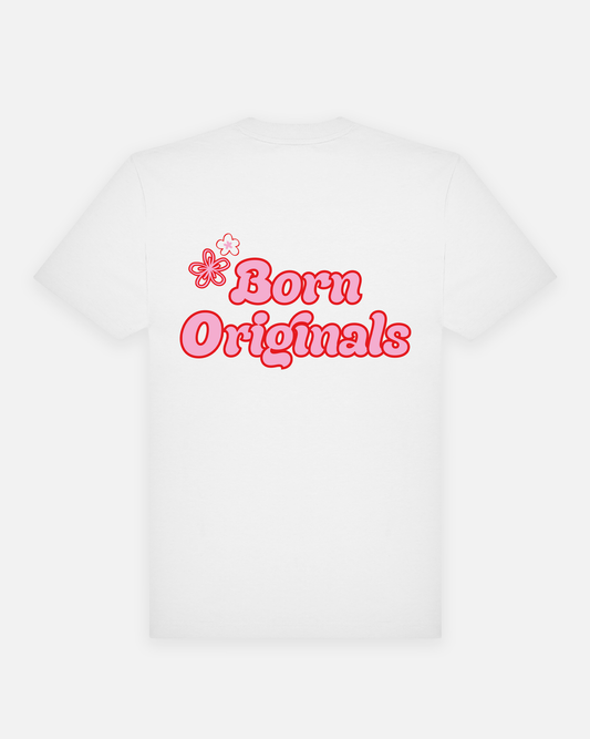Unisex Regular Fit T-Shirt White "Floral Pink"