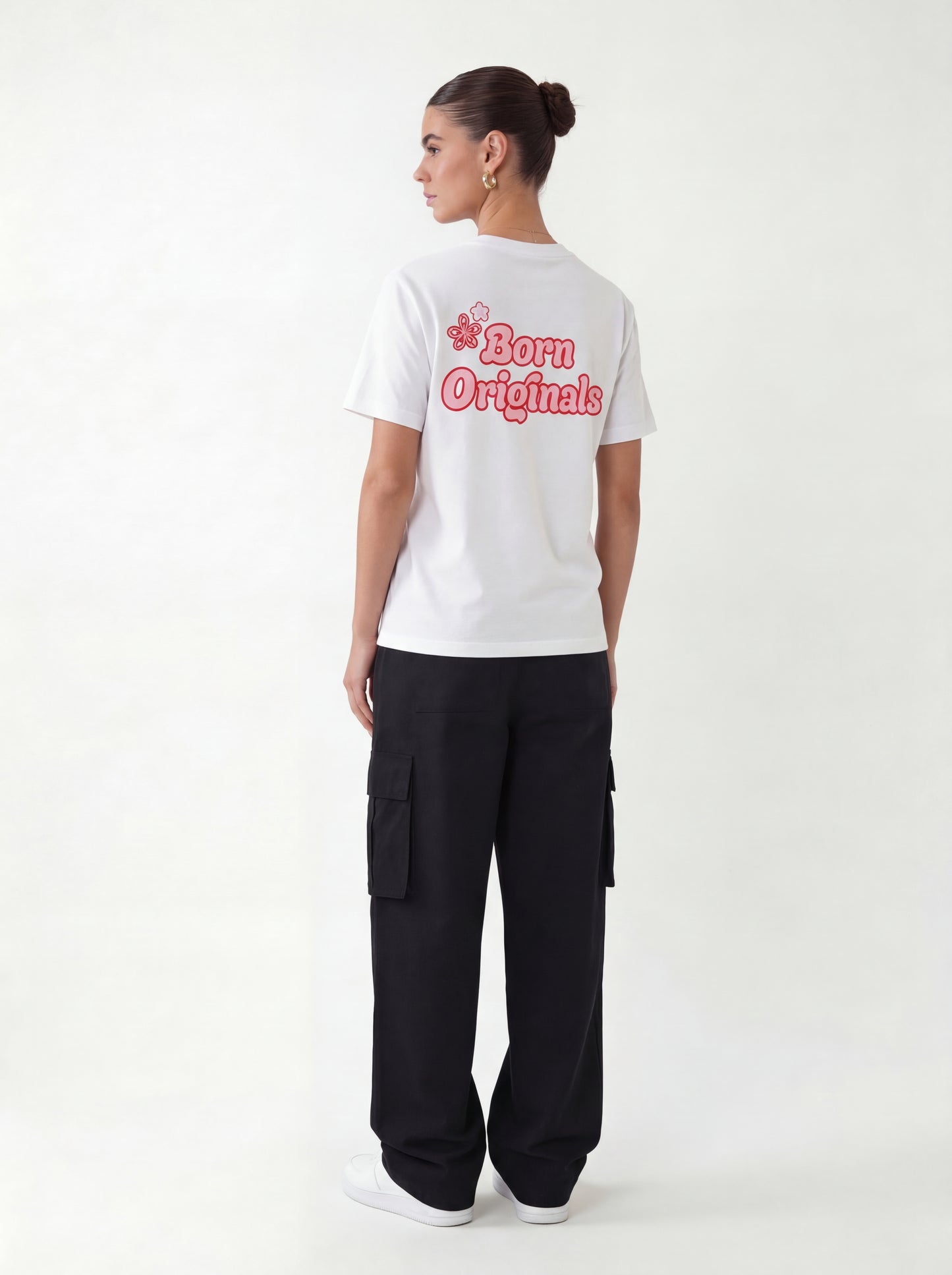 Unisex Regular Fit T-Shirt White "Floral Pink"